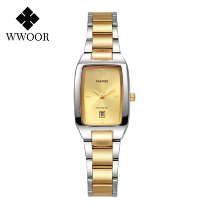 Luckacco WWOOR Elegant Women's Watch Fashion Stainless Steel Waterproof Ladies Quartz Wristwatch Luxury Bracelet Watches Date Reloj mujer