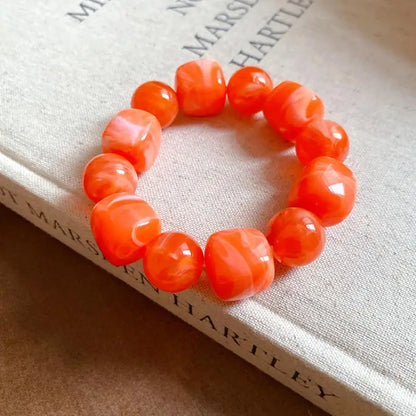 Luckacco Women's Bracelet with Square and Round Acrylic Beads; Simple European and American Inspired Design, Korean Fashion Accessory