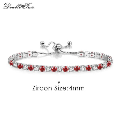 Luckacco Designer Red Zirconia Short Tennis Bracelets for Women Men Dazzling Crystal Adjustable Chain on Hand Party Daily Gifts Jewelry