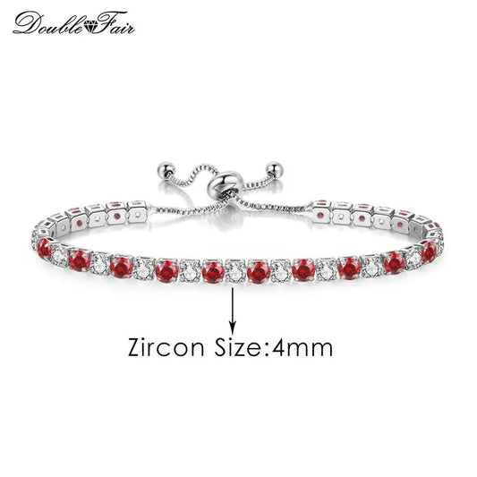 Luckacco Designer Red Zirconia Short Tennis Bracelets for Women Men Dazzling Crystal Adjustable Chain on Hand Party Daily Gifts Jewelry