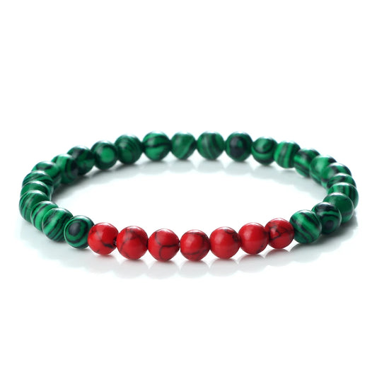 Luckacco Classic Natural Stone Palestine Flag Bracelet Men Women National Flag Beads Bracelet Christmas Prayer Beads Worship Jewelry Gift