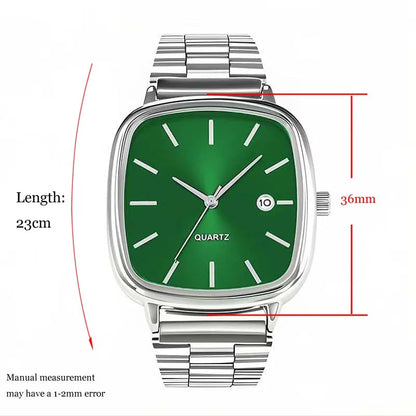 Luckacco Fashion Brand Men Watch Steel Strap Business Calendar Quartz Watches Luxury Wristwatches Gift  Big Dial Clock
