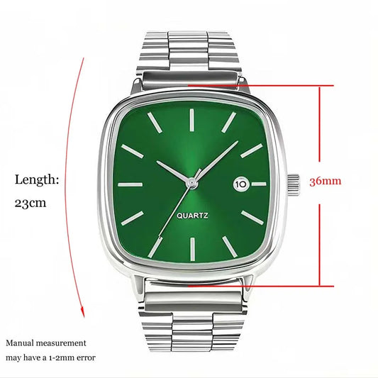 Luckacco Fashion Brand Men Watch Steel Strap Business Calendar Quartz Watches Luxury Wristwatches Gift  Big Dial Clock