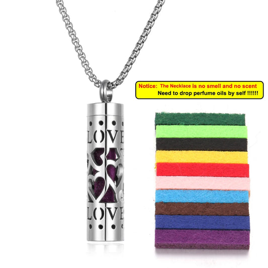 Luckacco Long Strip Stainless Steel Aromatherapy Necklace Perfume Diffuser Essential Oil Diffuser Pendant Necklace Jewelry Accessories