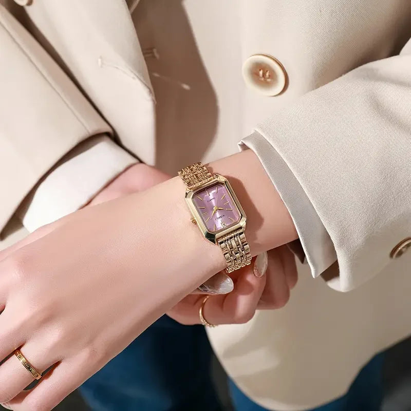 luckacco 1pcs fashion women's watch luxury trendy versatile quartz watch suitable for daily clothing matching or as a gift