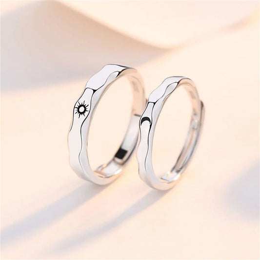 Luckacco 2Pcs Silver Color Luxury Zircon Crown Cross Couple Rings For Lovers Forever Endless Love Wedding Bands Ring Valentines Day Gifts