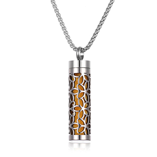 Luckacco Long Strip Stainless Steel Aromatherapy Necklace Perfume Diffuser Essential Oil Diffuser Pendant Necklace Jewelry Accessories
