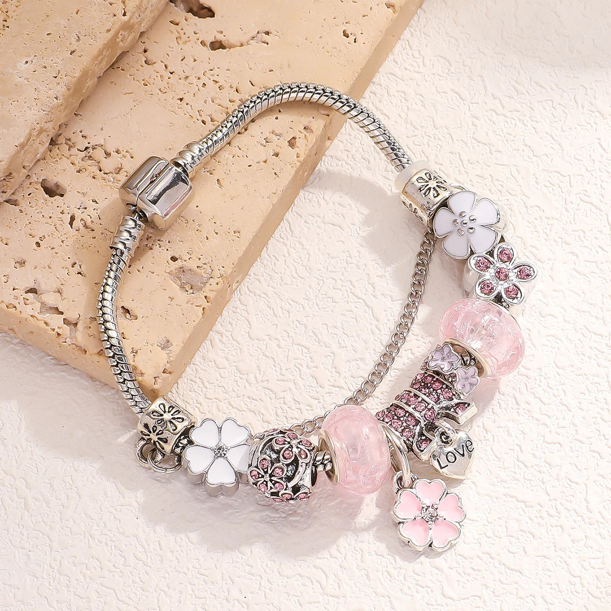 luckacco 1 best-selling bracelet trendy diy boutique glass inlaid diamond bracelet with pan family style personalized jewelry bracelet