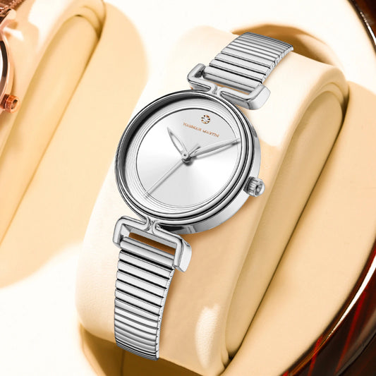 Luckacco 2025 New Women Watch Leisure Fashion 29mm Mini Dial Stainless Steel Mesh Strap HANNAH MARTIN Nordic Simple 3Bar Waterproof Watch