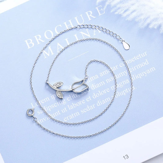 Luckacco 925 Sterling Silver Female Rose Flower Pendant Necklaces For Women Fashion Designer Luxury Quality Fine Jewelry GaaBou Jewellery