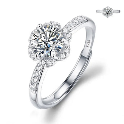 Luckacco Never Fade Luxury Classic 18K White Gold Color Ring Solitaire 2 Carat Zirconia Diamant Wedding Band Women Jewelry Accessories