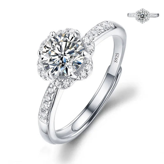 Luckacco Never Fade Luxury Classic 18K White Gold Color Ring Solitaire 2 Carat Zirconia Diamant Wedding Band Women Jewelry Accessories
