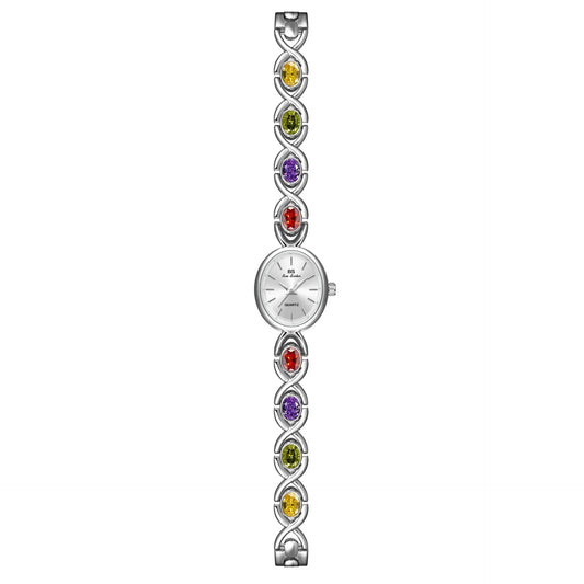 Luckacco Blue Jewel Oval Bracelet Watch Luxury Crystal Quartz Watches For Woman Vintage Gold Silver Jade Wristwatch Gifts For Women
