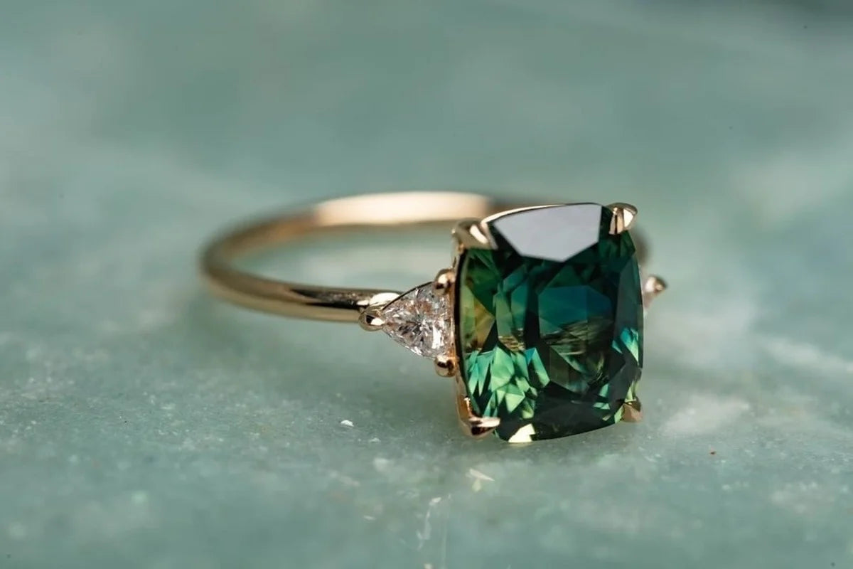 luckacco elegant square emerald ring for women fashion gold color inlaid green zircon wedding rings bridal engagement jewelry