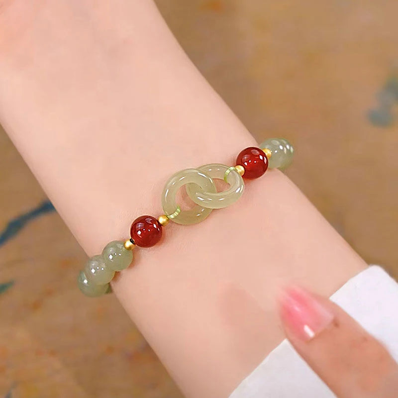 luckacco summer valentine's day gift love heart jade beads charm bracelet for women girl fashion natural bracelet to love jewelry gifts