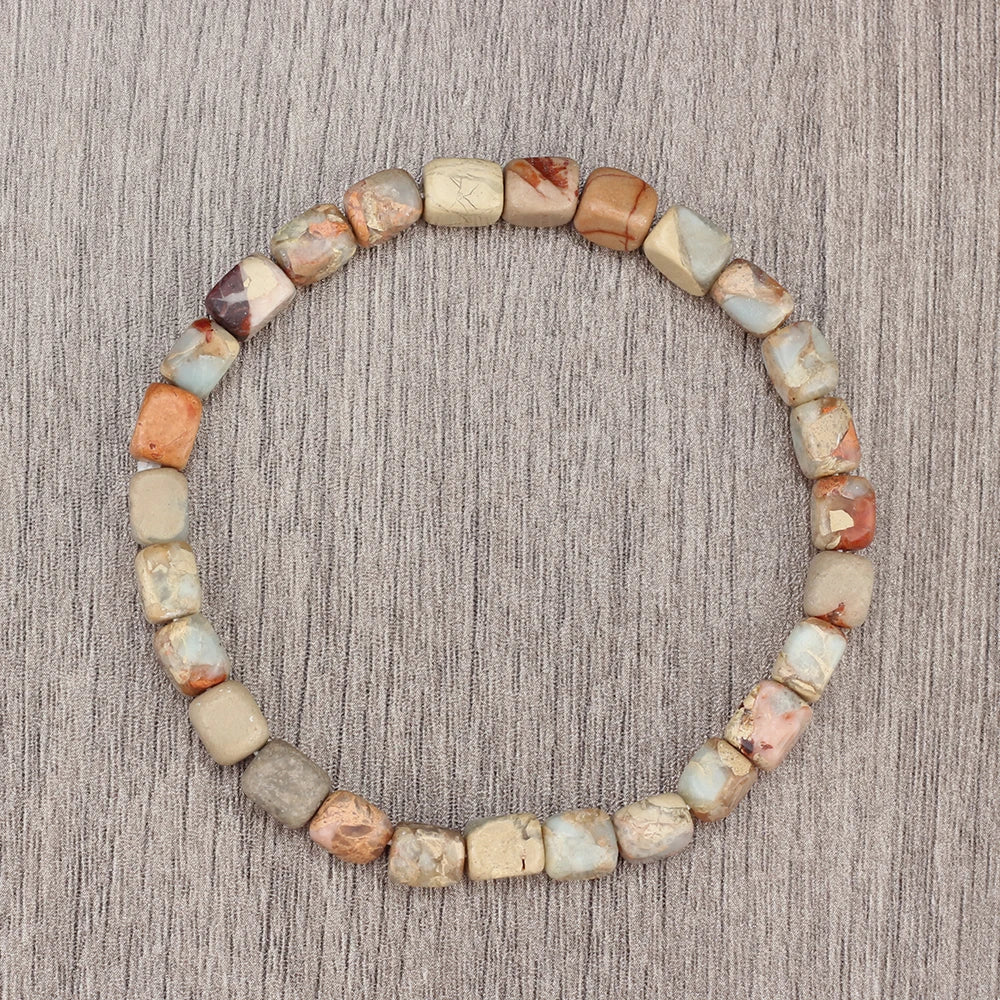 luckacco bohemian natural stone beaded bracelets colorful emperor stone elastic bangle women men couple friendship handmade jewelry gifts