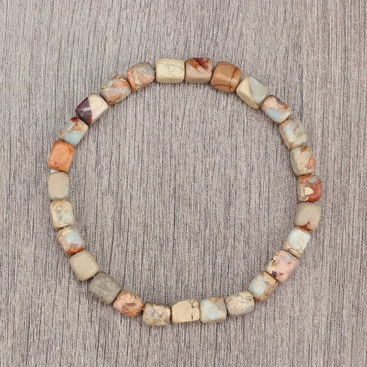 Luckacco Bohemian Natural Stone Beaded Bracelets Colorful Emperor Stone Elastic Bangle Women Men Couple Friendship Handmade Jewelry Gifts