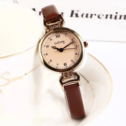 Luckacco 2025 Quartz Watch Women PU Leather Thin Strap Wristwatch Ladies Watches Solid Color Fashion Women Gift Watch Relojes Para Mujer