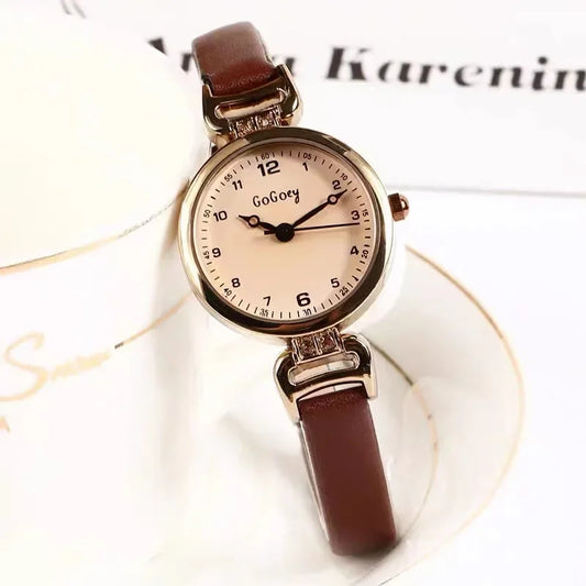 Luckacco 2025 Quartz Watch Women PU Leather Thin Strap Wristwatch Ladies Watches Solid Color Fashion Women Gift Watch Relojes Para Mujer