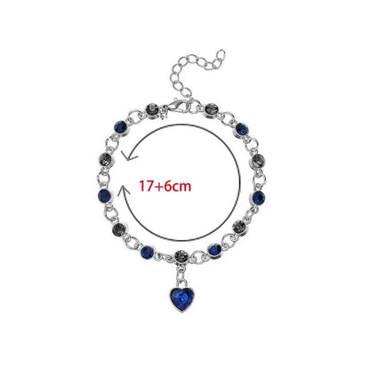 Luckacco Women Silver Color Lucky Bracelet Female Blue Crystal Heart Charm Pulseras Bracelet Bridal Wedding Engagement Fine Jewelry Gift