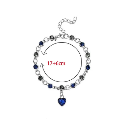Luckacco Women Silver Color Lucky Bracelet Female Blue Crystal Heart Charm Pulseras Bracelet Bridal Wedding Engagement Fine Jewelry Gift