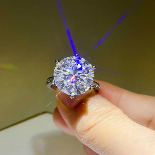 Luckacco Certificate 5/10Ct D Color Moissanite Diamond Ring 925 Sterling Silver Party Wedding Band Rings for Women Engagement Jewelry