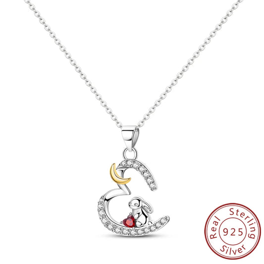 Luckacco Necklace 925 Sterling Silver Butterfly Love Heart Bear Classic Simple Adjustable Necklace For Women Girl Fashion Jewelry Gifts