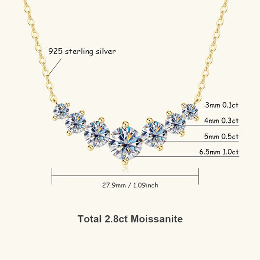 Luckacco U-Smile Moissanite Necklace D VVS1 for Women D Color Sparkling Lab Diamon Luxury Necklaces 925 Sterling Silver GRA Certified