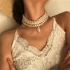 Luckacco Fashion Vintage Multilevel Imitation Pearl Choker Chain Necklace For Women Female Boho Baroque Geometry Pendant Jewelry Gift