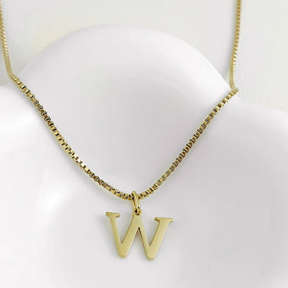 Luckacco Initial necklace letter pendant chamrs stainless steel Necklace jewelry Women's Necklace Box Chain Choker woman trend 2025 gift