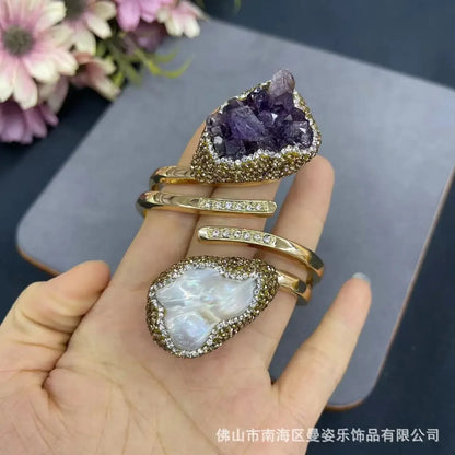 Luckacco Natural Uruguayan amethyst bracelet baroque pearl bracelet live broadcast hot-selling jewelry wholesale jewelry