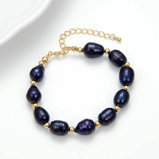 Luckacco 2022 Korea Hot Selling Natural Baroque Pearl Bracelet For Women Fashion Simple White Freshwater Pearl Bracelet Wedding Jewelry