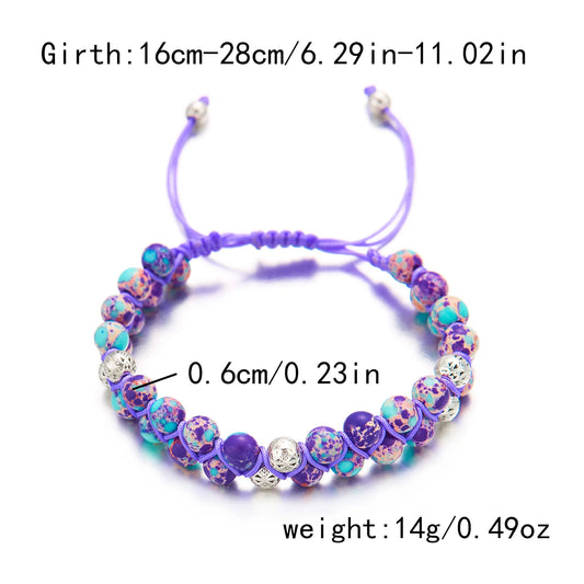 Luckacco Fashion Colorful Natural Stone Beaded Bracelet for Women Braided Bracelet Bohemian Holiday Jewelry Adjustable Gift