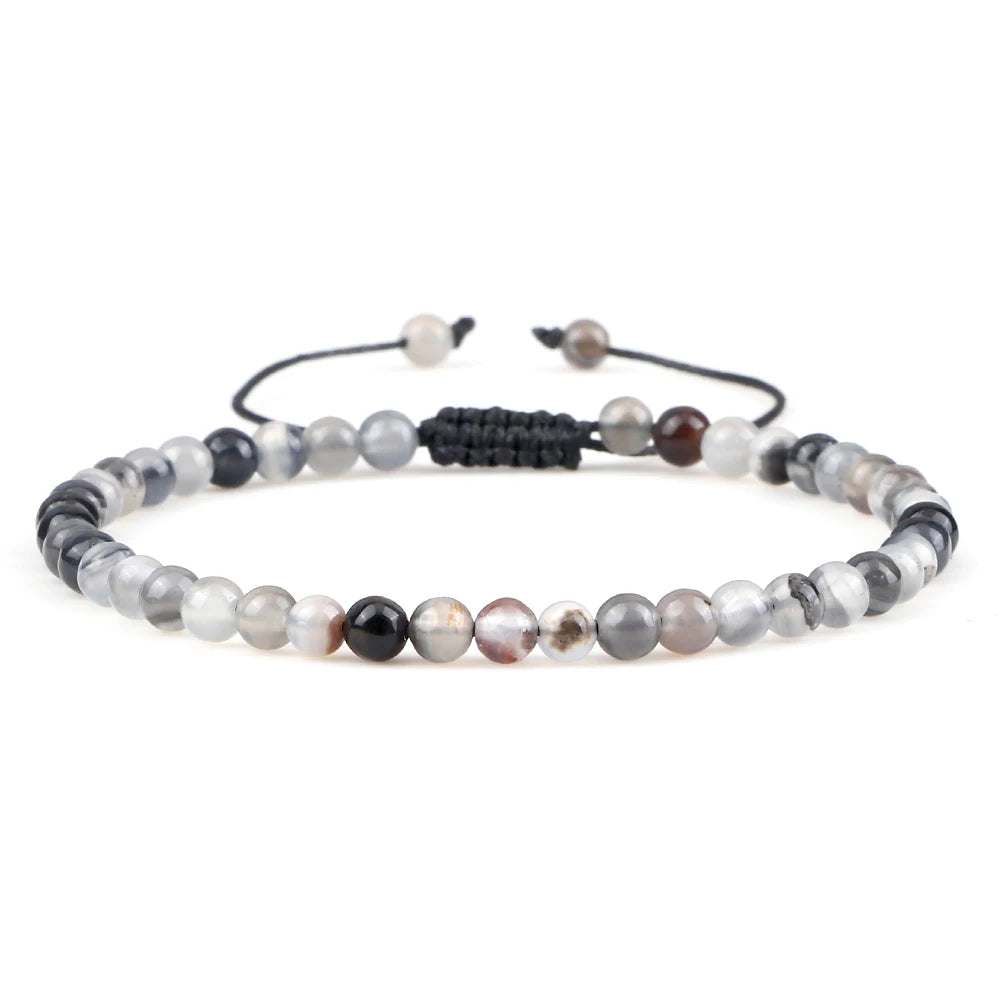 luckacco fashion women bracelets natural agates onyx stone minimalist 4mm beads bracelet handmade girls vacation jewelry best friend gift