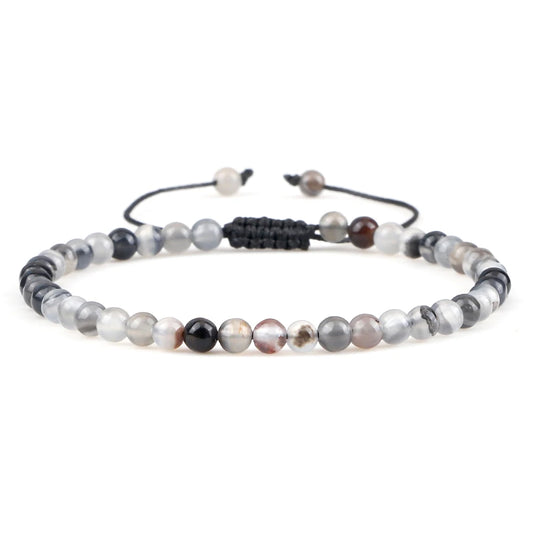 Luckacco Fashion Women Bracelets Natural Agates Onyx Stone Minimalist 4mm Beads Bracelet Handmade Girls Vacation Jewelry Best Friend Gift