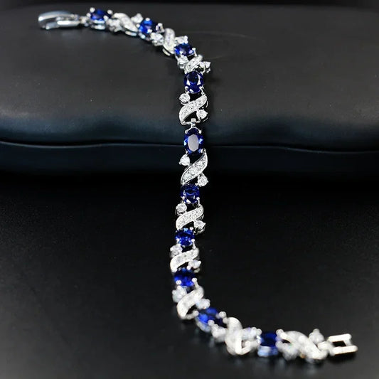 Luckacco Exquisite Shiny Tennis Ball Shape Crystal Zircon Bracelet for Women Fashion Evening Party Jewelry Girls Gift