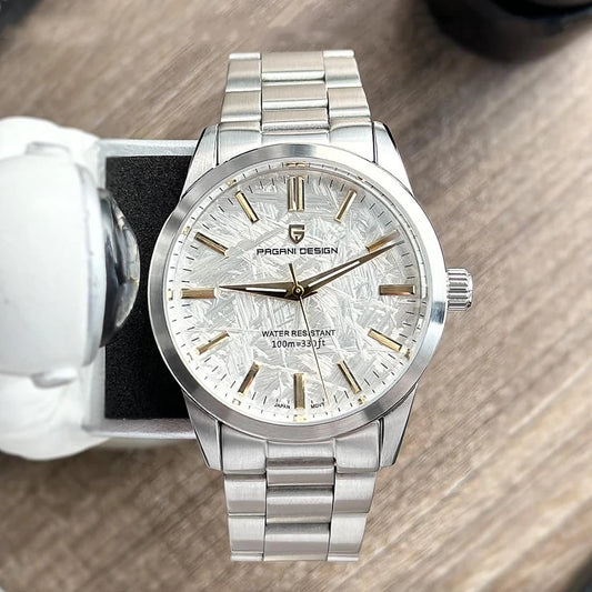 Luckacco PAGANI DESIGN 40MM Meteorite dial Men Quartz Watches Luxury Business Sapphire 316L Stainless Steel 100M Waterproof Watch For Men