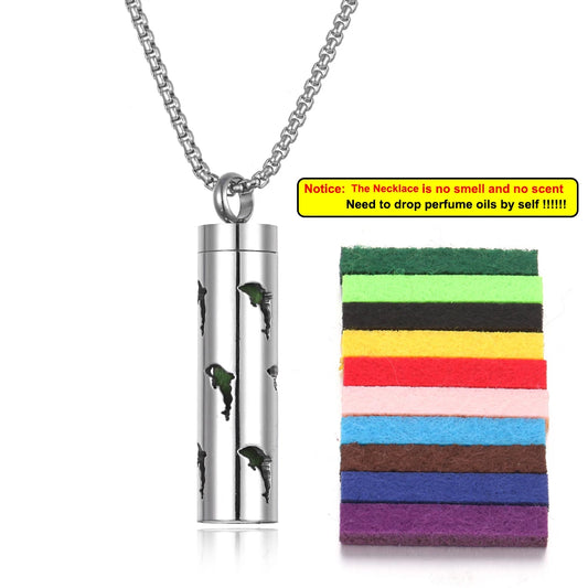 Luckacco Long Strip Stainless Steel Aromatherapy Necklace Perfume Diffuser Essential Oil Diffuser Pendant Necklace Jewelry Accessories