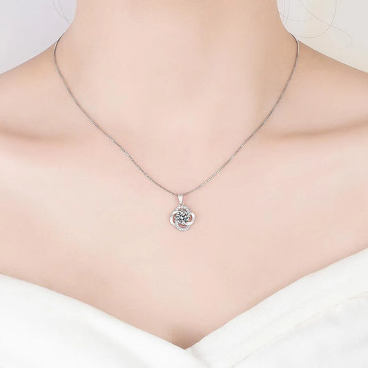 Luckacco Female 925 Sterling Silver Flower Amethyst Pendants And Necklaces For Women Wedding Party Fashion Jewelry