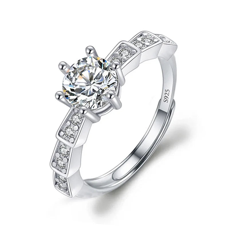 luckacco never fade luxury classic 18k white gold color ring solitaire 2 carat zirconia diamant wedding band women jewelry accessories