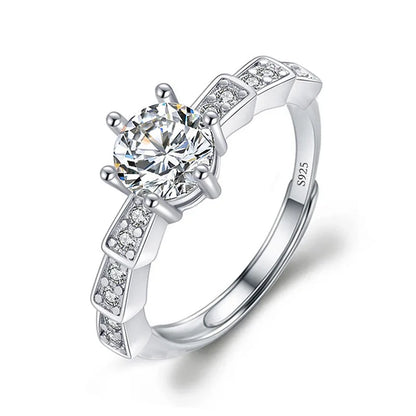 Luckacco Never Fade Luxury Classic 18K White Gold Color Ring Solitaire 2 Carat Zirconia Diamant Wedding Band Women Jewelry Accessories