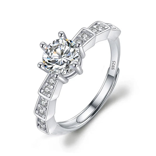 Luckacco Never Fade Luxury Classic 18K White Gold Color Ring Solitaire 2 Carat Zirconia Diamant Wedding Band Women Jewelry Accessories