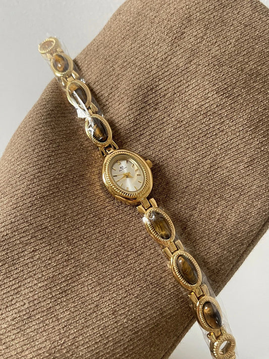 Luckacco Natural Jade Bracelet Watch Gift Women,Ladies Watches Luxury High Quality Gold Quartz Watches, Elegant Women's Wristwatches