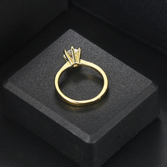 Luckacco ZHOUYANG Wedding Rings For Women Classic 1 Carat AAA+ Zircon Light Gold Color Engagement Anniversary Ring Jewelry  R174