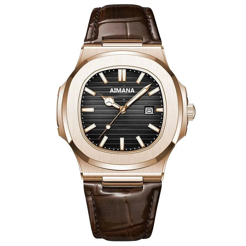 luckacco fashion business luminous calendar quartz watch 30mi waterproof leather strap wirstwatch men students clocks relogios