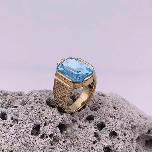 Luckacco R3351g Men's High Quality Vintage Stainless Steel Gemstone Styles Ring Jewelry