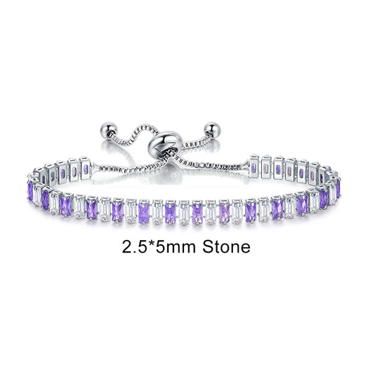 Luckacco Adjustable Multicolor Tennis Bracelets For Women Ladies Wedding Rainbow Colorful Zircon Charm Bracelet Hand Chain Jewelry DZH043