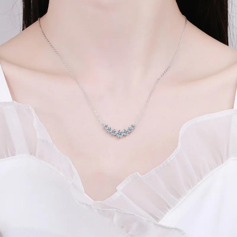 luckacco moissanite necklace for woman wedding fine jewely with certificates 925 sterling sliver plated 18k white gold necklace