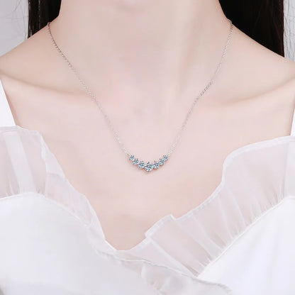 Luckacco Moissanite Necklace for Woman Wedding Fine Jewely with Certificates 925 Sterling Sliver Plated 18k White Gold Necklace