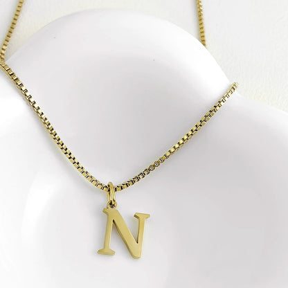 Luckacco Initial necklace letter pendant chamrs stainless steel Necklace jewelry Women's Necklace Box Chain Choker woman trend 2025 gift